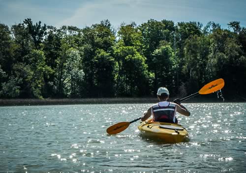 Person paddling a kayak